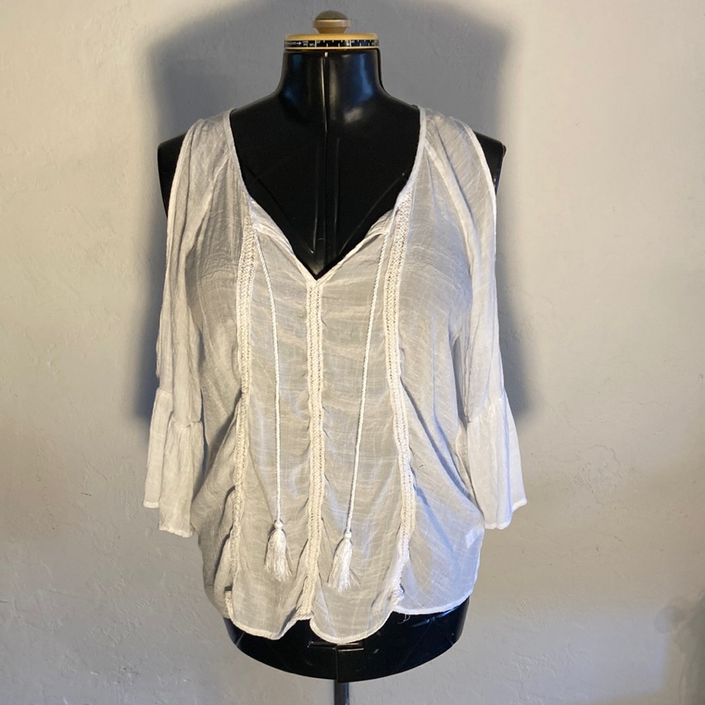 Spense M white women’s blouse open sleeves